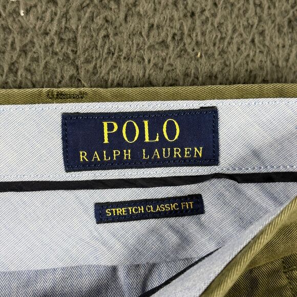 Polo Ralph Lauren Pants Mens 36x32 Green Stretch Classic Fit Chino Preppy Casual - Picture 3 of 15